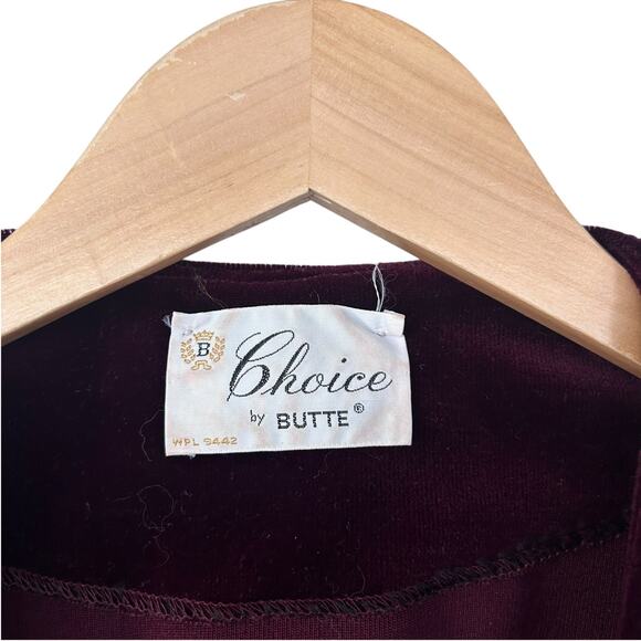 Vintage Choice by Butte Maroon Velvet Blazer Sz S - Picture 3 of 6